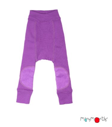 ManyMonths Natural Wollies Longies with Knee Patches Lavender Crystal - Familienbande