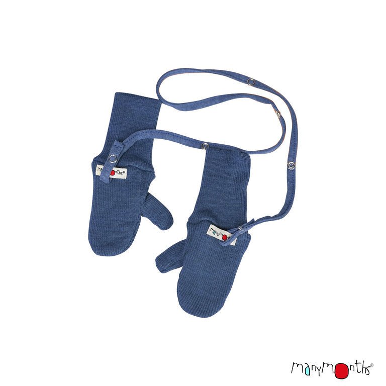 Manymonths Woll-Handschuhe, Long Cuff Mittens - Blue Mist - Familienbande