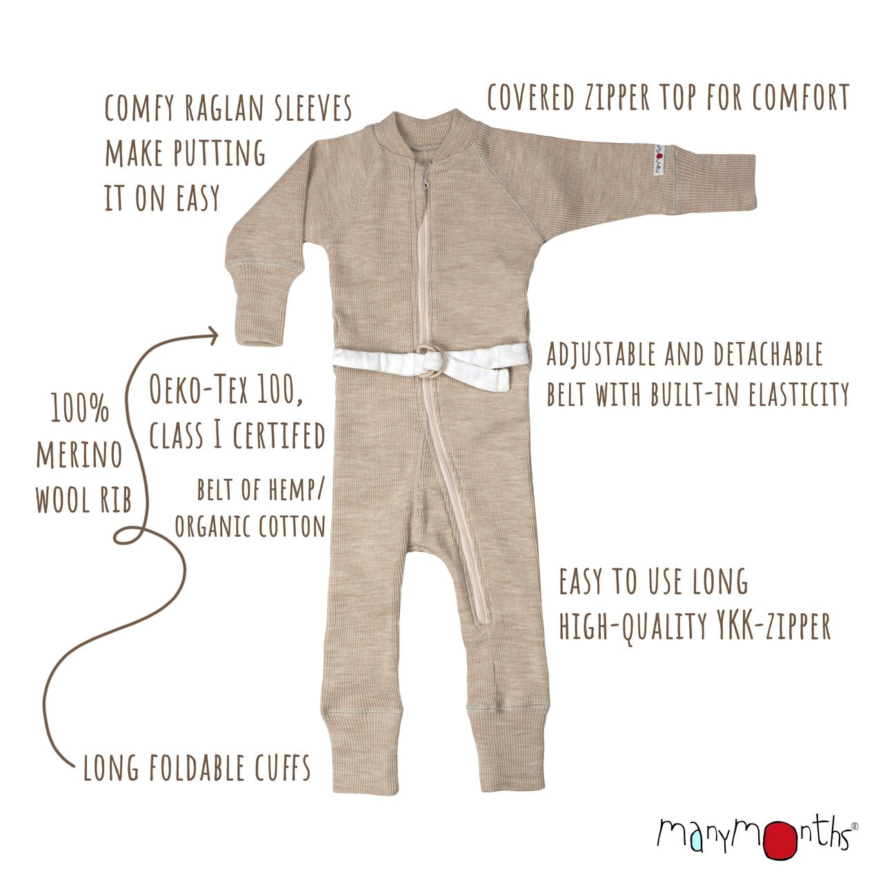 ManyMonths Woll-Overall Earth Red - Familienbande