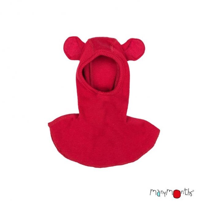 ManyMonths Woolies Teddy Bear Hood - Wintermütze - cranberrry nectar - Familienbande