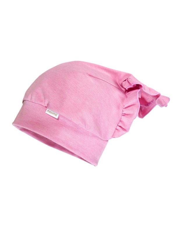 Maximo Mini Girl-Kopftuch mit Rüsche UV50 / pink-weiss - Familienbande