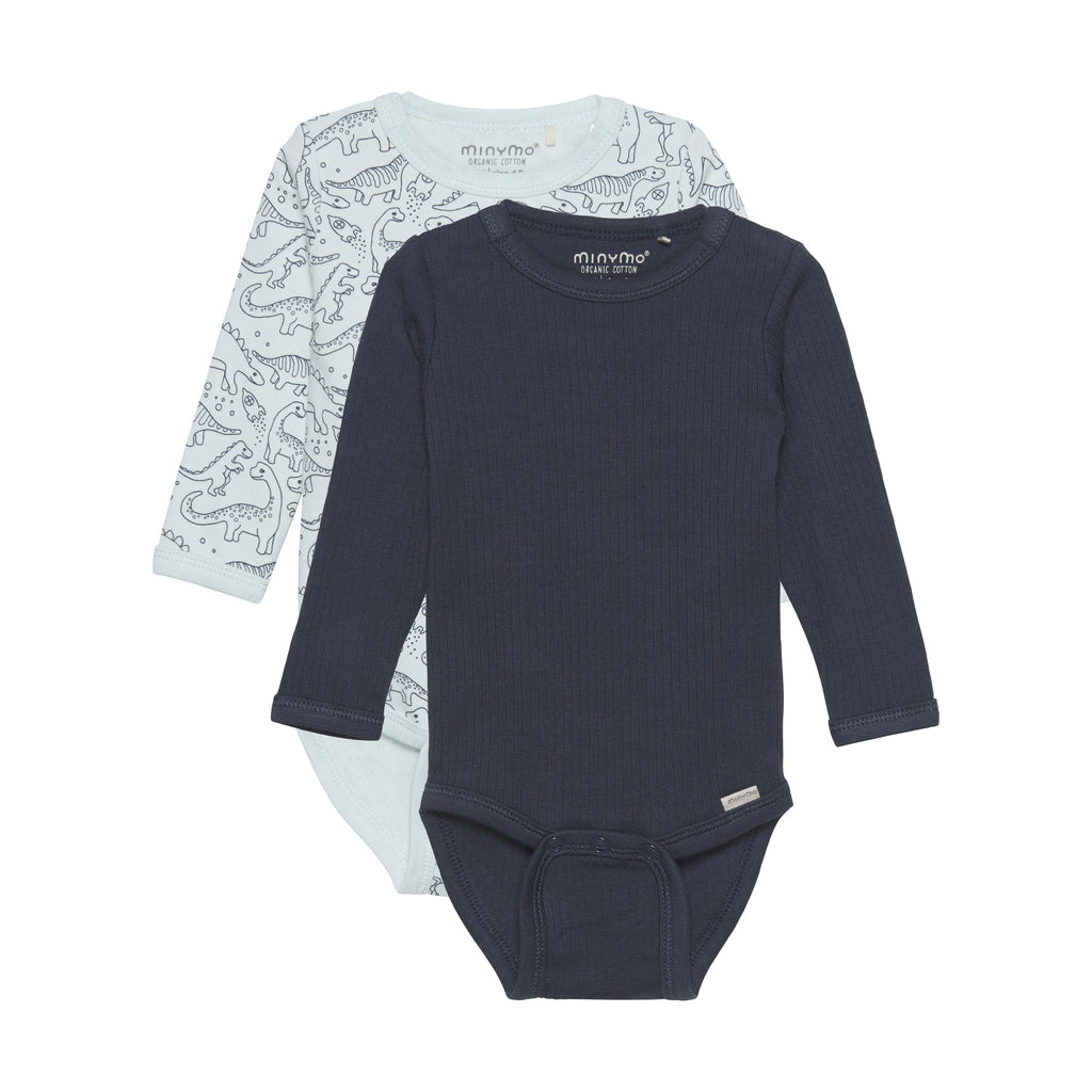Minymo Bodys Baumwoll-Set - Blue Nights - Familienbande