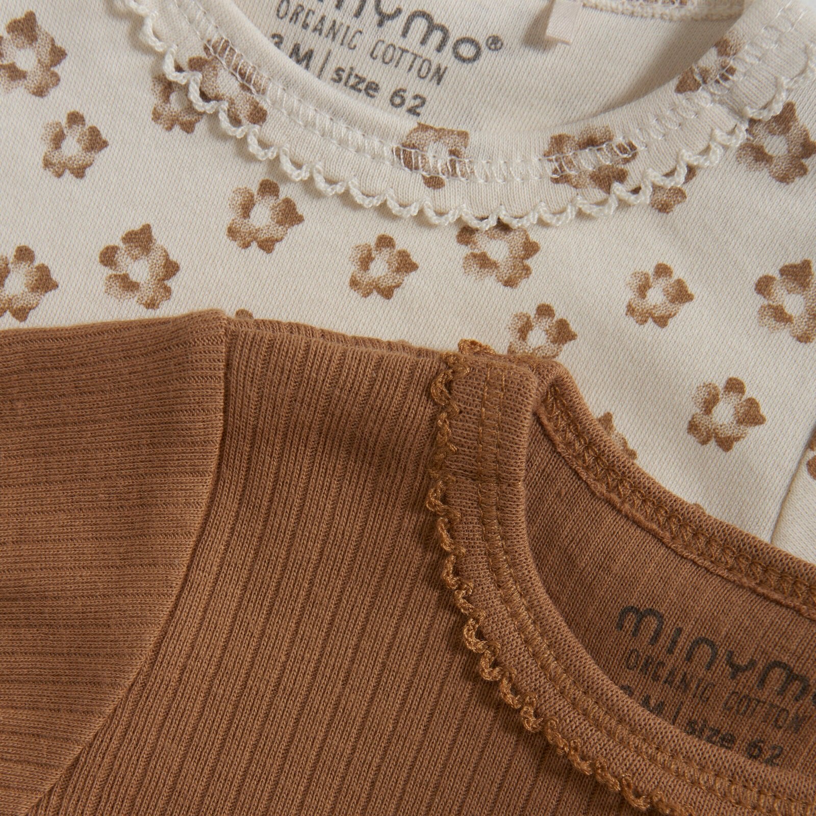 Minymo Bodys Baumwoll-Set - Tobacco Brown - Familienbande