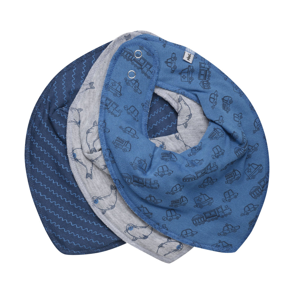 Pippi Dreieckstücher 3er Pack - blue / grey - Familienbande