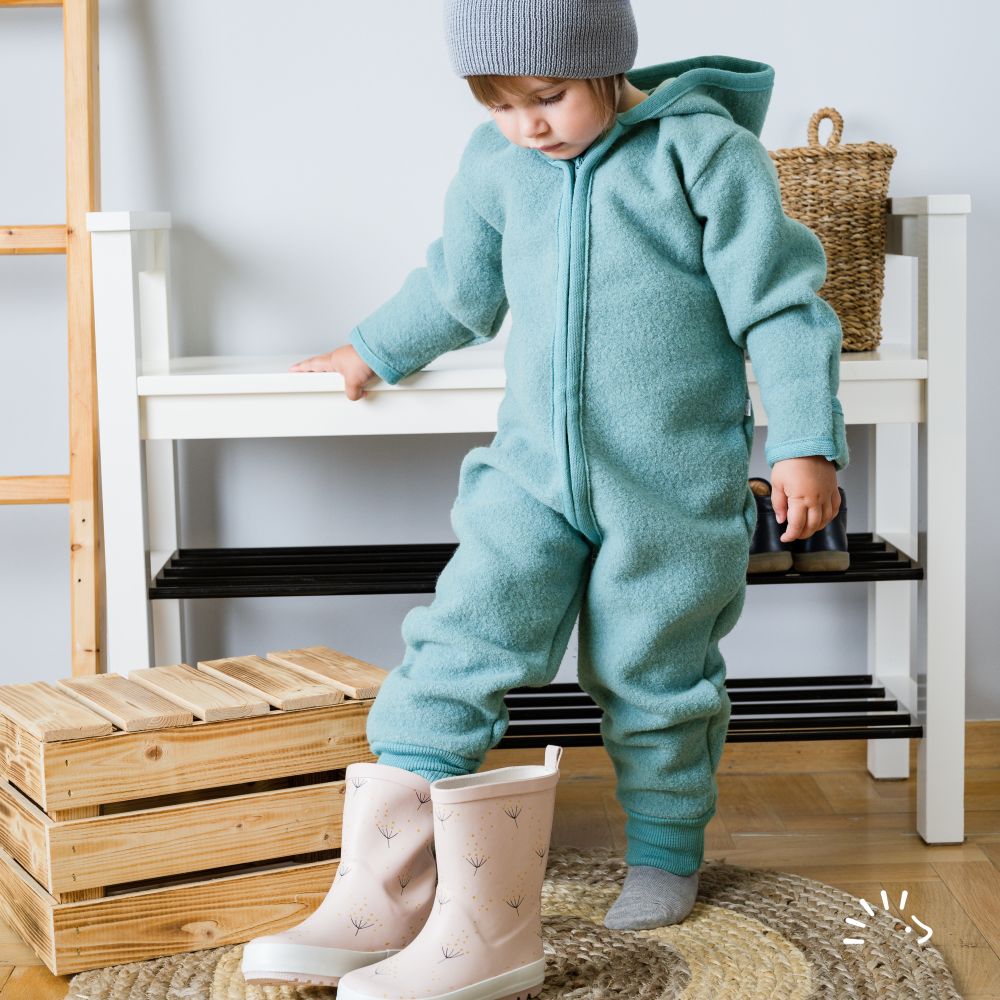 Popolini Overall Wollwalk - teal (türkis) - Familienbande