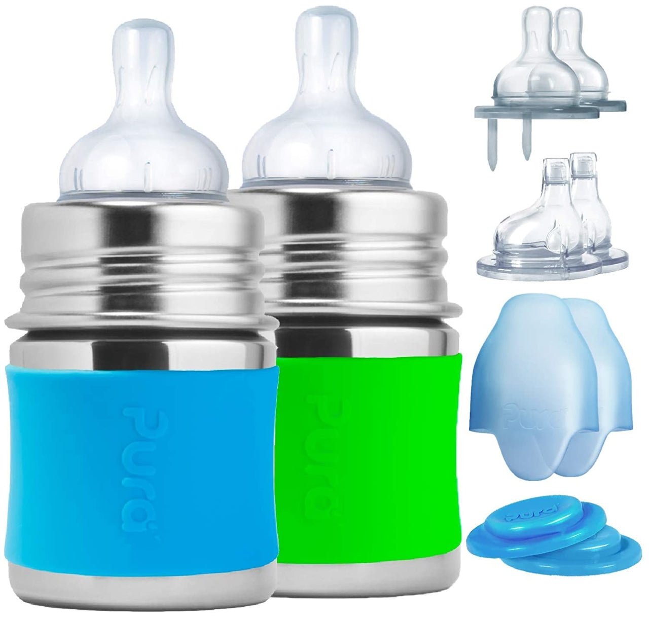Pura Babyflaschen 150ml Set grün-blau - Familienbande