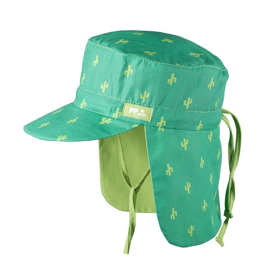 PurePure Mütze mit Mini Nackenschutz pine-green Kaktus - Familienbande